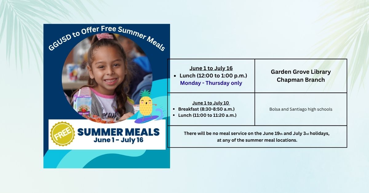 GGUSD offers free Summer Meals